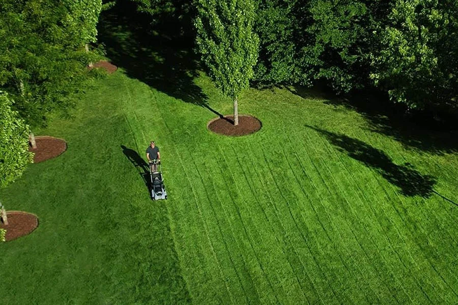 green electric lawn mower